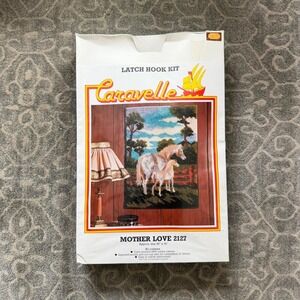 Vintage Caravelle Latch Hook Kit Mother Love Horses 2127 Retro Rug DIY 28x39 New
